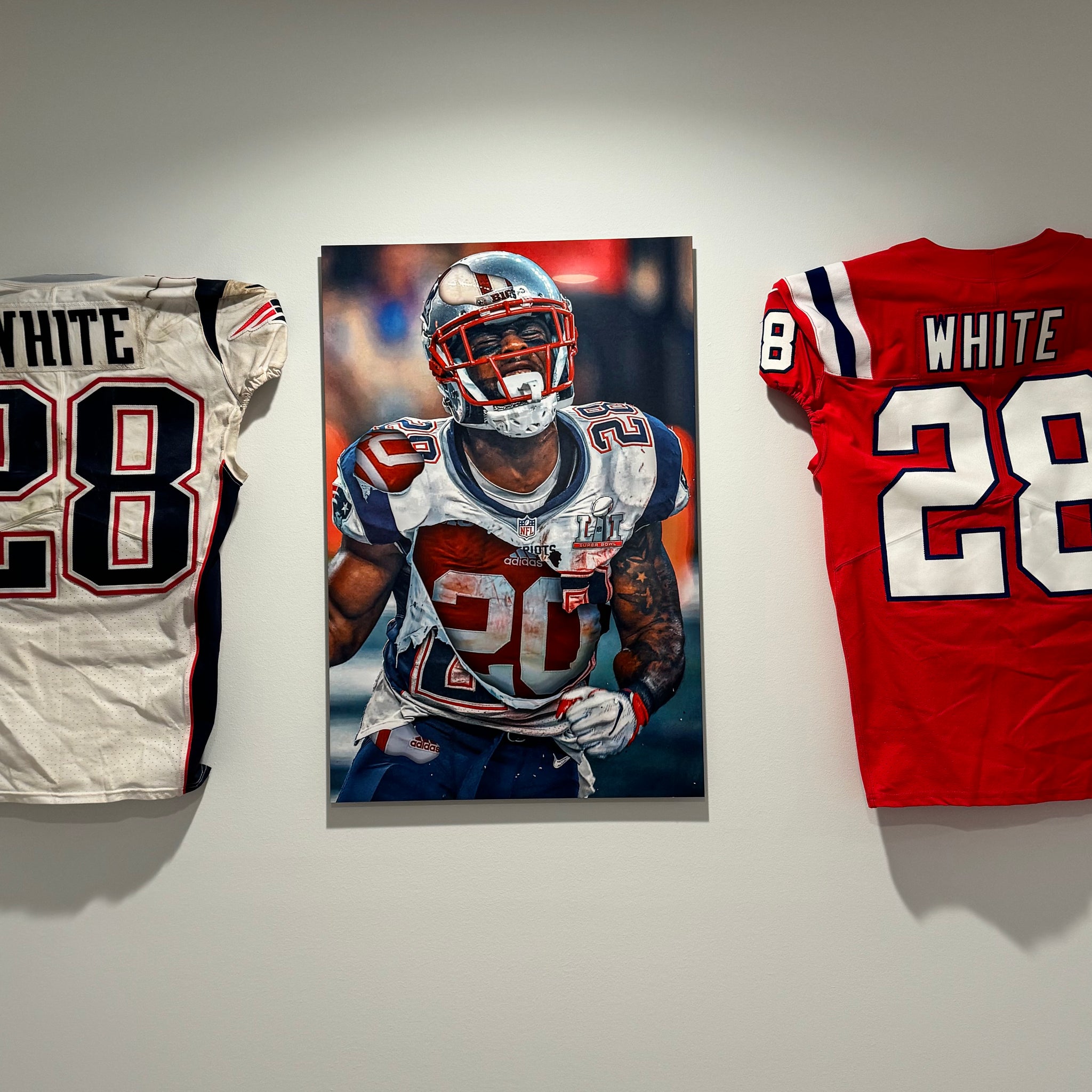 James Calvin White 3 x Superbowl Chamption and 3 TD Combo Pack DEAL!-Jersey Mount-Sports Displays