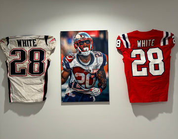 James Calvin White 3 x Superbowl Chamption and 3 TD Combo Pack DEAL!-Jersey Mount-Sports Displays
