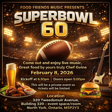 Food Friends Music Presents: Super Bowl 60 - A Night of Football, Food & Live Music